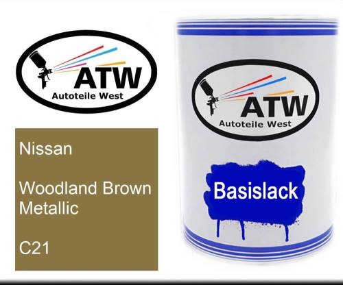 Nissan, Woodland Brown Metallic, C21: 500ml Lackdose, von ATW Autoteile West.